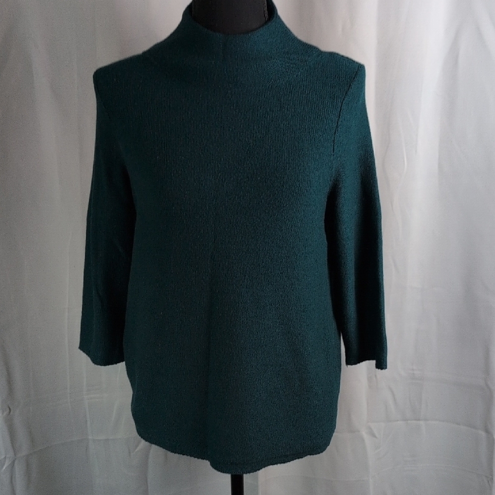 Chico's Green and Blue Cowl Neck Sweater with Relaxed Fit